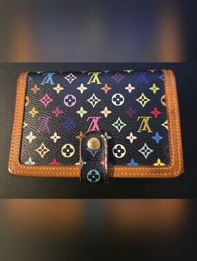Louis Vuitton Black Murakami Monogram Multicolor Kisslock Wallet